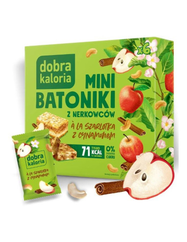 Minibatoniki z nerkowców szarlotka z cynamonem - 6x17g 102g - Dobra Kaloria