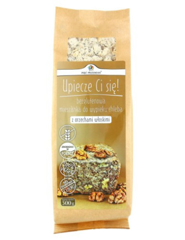 Mieszanka Chleba Bezglutenowego z Orzechami Włoskimi - 500g - Pięć Przemian