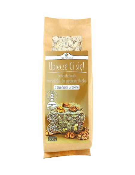 Mieszanka Chleba Bezglutenowego z Orzechami Włoskimi - 500g - Pięć Przemian