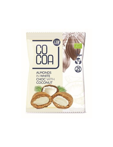 Migdały w białej polewie kokosowej - 70g - Cocoa