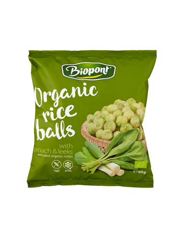 Chrupki Ryżowe ze Szpinakiem i Porem Bezglutenowe Bio - 60g - Biopont