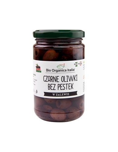 Oliwki czarne bez pestek w zalewie BIO - 280g(160g) - Bio Organica Italia