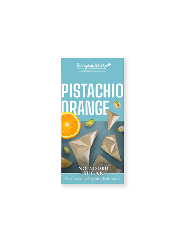 Tabliczka kakaowa pistacje pomarańcze bez cukru bezglutenowa Bio - 60g - Benjamissimo