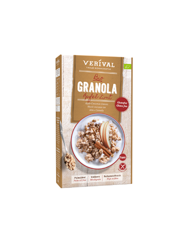 Granola błonnikowa z jabłkiem i cynamonem bezglutenowa bio - 325g - Verival