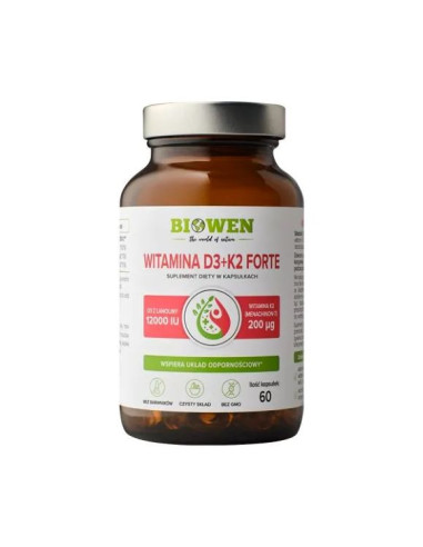 Witamina D3 + K2 forte 12000 IU 300ug - 60kaps - Biowen