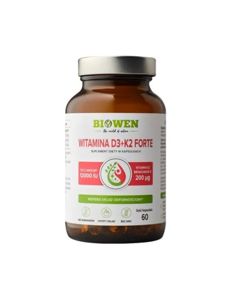 Witamina D3 + K2 forte 12000 IU 300ug - 60kaps - Biowen