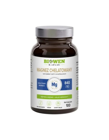 Magnez chelatowany diglicynian 840 mg (172 mg magnezu) - 100kaps - Biowen