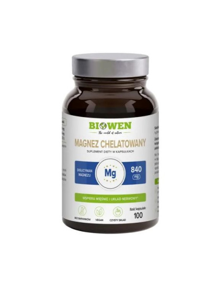Magnez chelatowany diglicynian 840 mg (172 mg magnezu) - 100kaps - Biowen