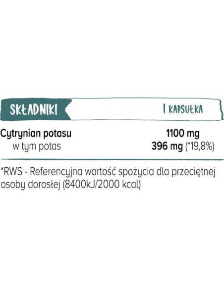 Cytrynian potasu forte 1100mg - 100 kaps - Biowen