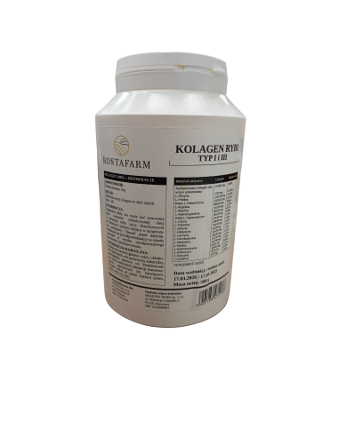 KOLAGEN RYBI HYDROLIZOWANY TYP I i III - 500g - Rostafarm