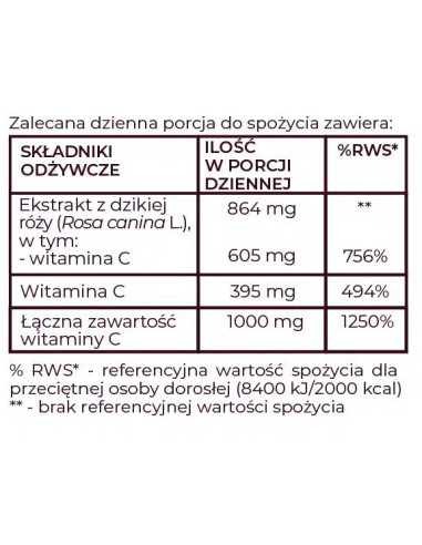 Witamina C liposomalna z dziką różą 1000mg - 100kaps - Asepta