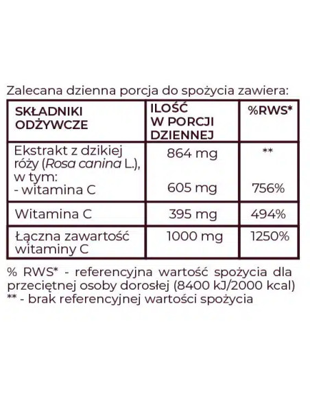 Witamina C liposomalna z dziką różą 1000mg - 100kaps - Asepta