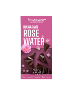 Czekolada gorzka z wodą różaną bezglutenowa bio - 60g - Benjamissimo