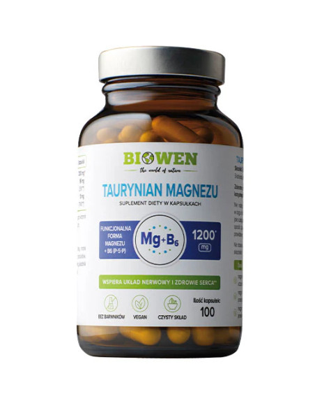 Taurynian magnezu + witamina B6 - 100 kapsułek - Biowen