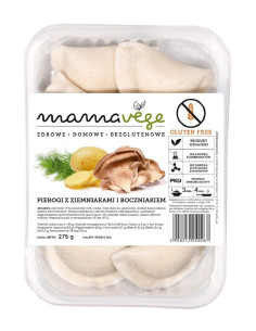 PIEROGI Z ZIEMNIAKAMI I BOCZNIAKIEM BEZGLUTENOWE 275 g - MAMA VEGE