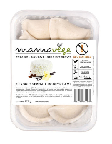 PIEROGI Z SEREM I RODZYNKAMI BEZGLUTENOWE 275 g - MAMA VEGE