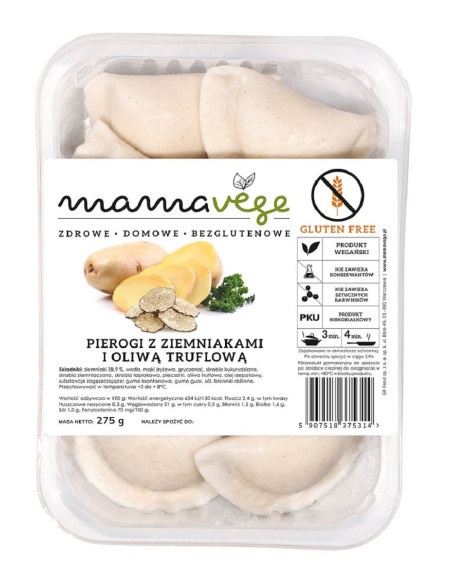PIEROGI Z ZIEMNIAKAMI I OLIWĄ TRUFLOWĄ BEZGLUTENOWE 275 g - MAMA VEGE