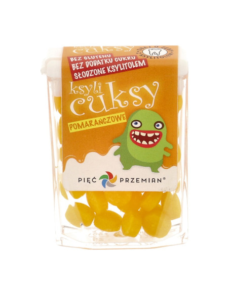 Ksylicuksy pastylki do ssania z ksylitolu o smaku pomarańczowym -13g - Pięć Przemian