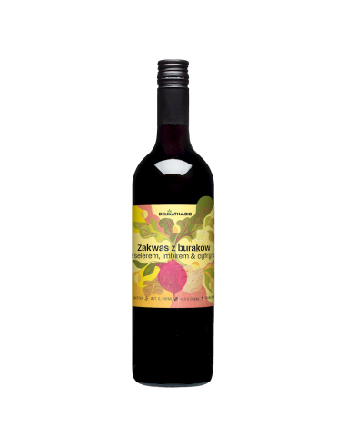 ZAKWAS Z BURAKÓW Z SELEREM, IMBIREM I CYTRYNĄ  BIO 750 ml - DELIKATNA