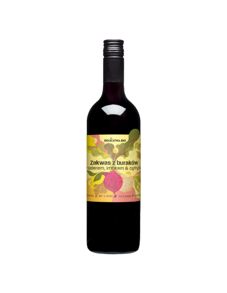 ZAKWAS Z BURAKÓW Z SELEREM, IMBIREM I CYTRYNĄ  BIO 750 ml - DELIKATNA