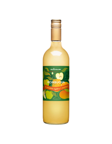 KOMBUCHA O SMAKU CYDRU I MANGO BIO 750 ml - DELIKATNA