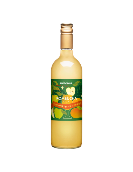 KOMBUCHA O SMAKU CYDRU I MANGO BIO 750 ml - DELIKATNA