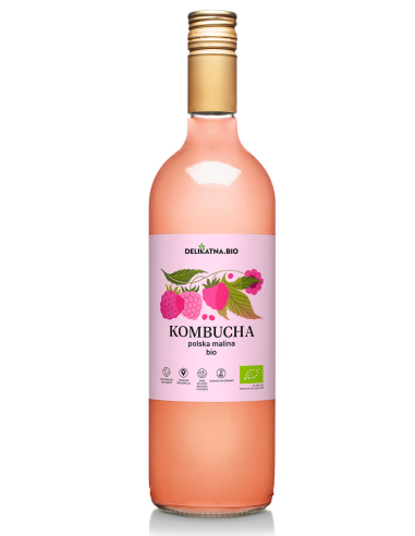 KOMBUCHA MALINOWA BIO 750 ml - DELIKATNA