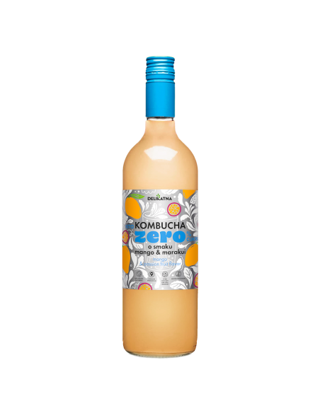 KOMBUCHA O SMAKU MANGO I MARAKUI ZERO % CUKRU 750 ml - DELIKATNA
