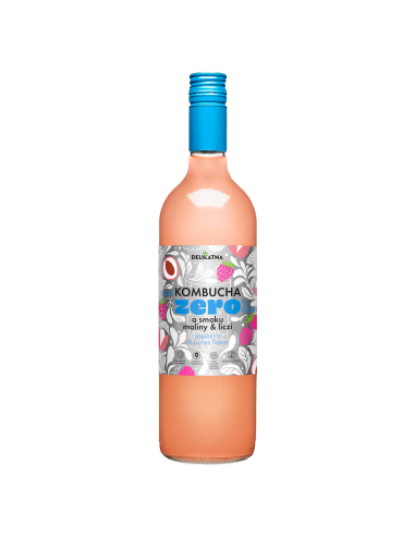KOMBUCHA O SMAKU MALINY I LICZI ZERO % CUKRU 750 ml - DELIKATNA