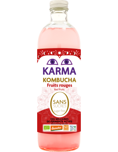 KOMBUCHA Z OWOCAMI CZERWONYMI BEZ CUKRU FAIR FOR LIFE DEMETER BIO 750 ml - KARMA KOMBUCHA
