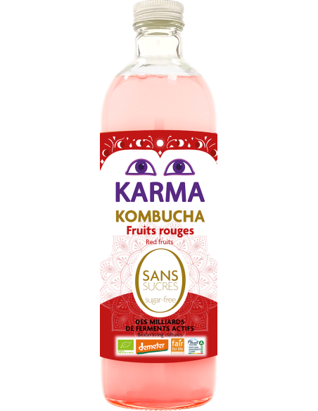 KOMBUCHA Z OWOCAMI CZERWONYMI BEZ CUKRU FAIR FOR LIFE DEMETER BIO 750 ml - KARMA KOMBUCHA