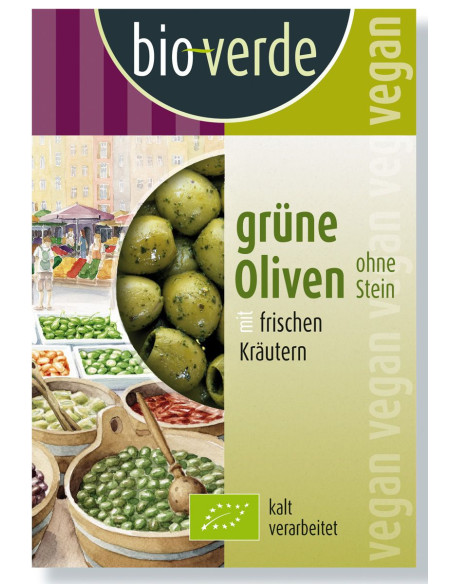 OLIWKI ZIELONE BEZ PESTEK Z ZIOŁAMI BIO 150 g - BIO-VERDE