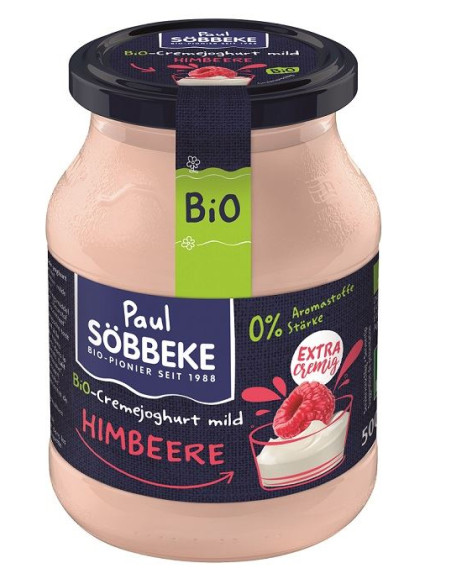 JOGURT KREMOWY MALINOWY BIO 500 g (SŁOIK) - SOBBEKE