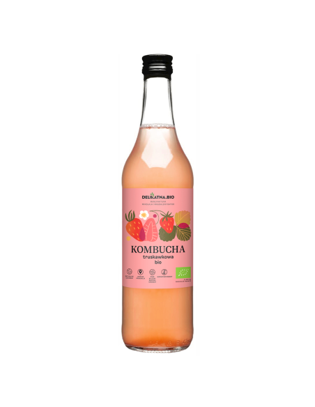 KOMBUCHA TRUSKAWKOWA BIO 500 ml - DELIKATNA