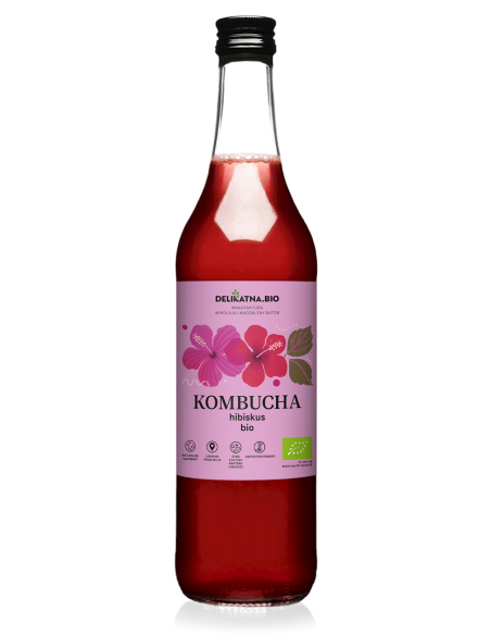 KOMBUCHA Z HIBISKUSEM BIO 500 ml - DELIKATNA