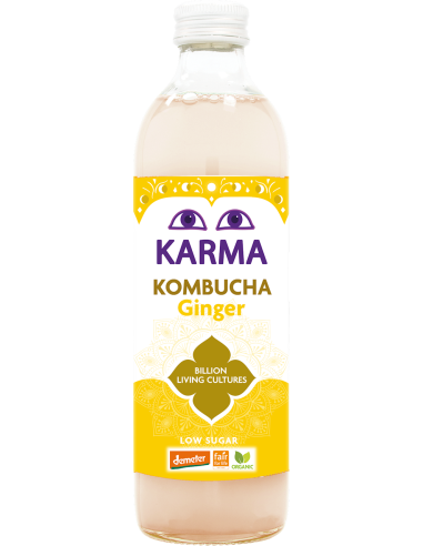 KOMBUCHA Z IMBIREM NISKA ZAWARTOŚĆ CUKRÓW FAIR FOR LIFE DEMETER BIO 500 ml - KARMA KOMBUCHA