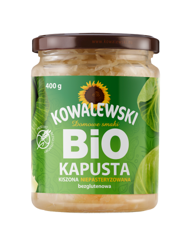 KAPUSTA KISZONA ŻYWA NIEPASTERYZOWANA BEZGLUTENOWA BIO 400 g - KOWALEWSKI