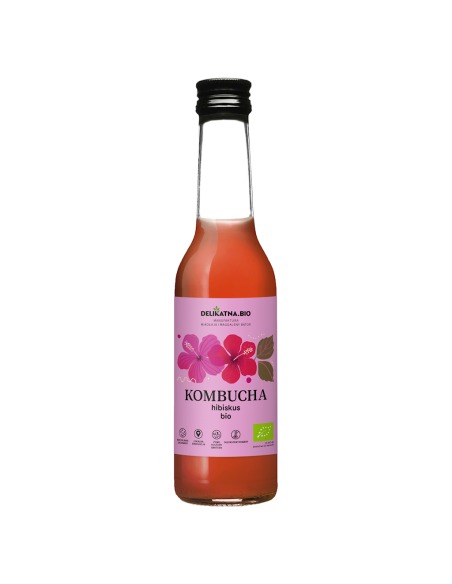KOMBUCHA Z HIBISKUSEM BIO 270 ml - DELIKATNA