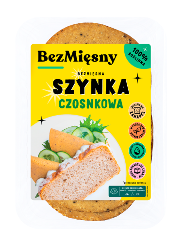 SZYNKA CZOSNKOWA ROŚLINNA PLASTRY 120 g - BEZMIĘSNY