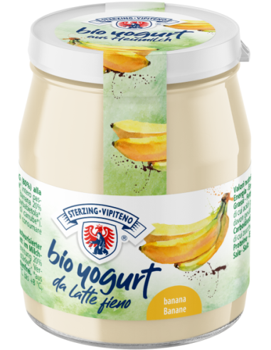 JOGURT BANANOWY Z MLEKA SIENNEGO BEZGLUTENOWY BIO 150 g (SŁOIK) - STERZING-VIPITENO
