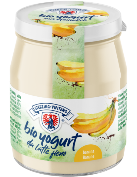 JOGURT BANANOWY Z MLEKA SIENNEGO BEZGLUTENOWY BIO 150 g (SŁOIK) - STERZING-VIPITENO