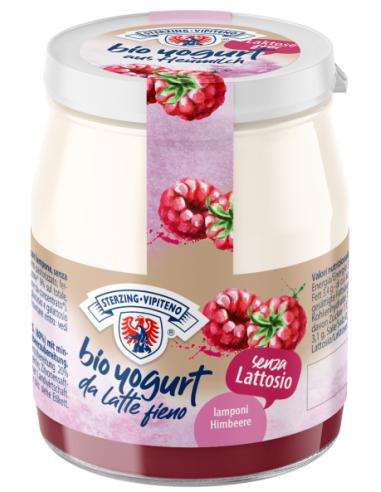 JOGURT MALINOWY Z MLEKA SIENNEGO BEZGLUTENOWY BIO 150 g (SŁOIK) - STERZING-VIPITENO