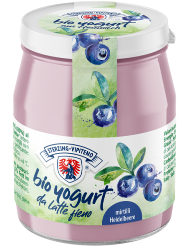 JOGURT BORÓWKOWY Z MLEKA SIENNEGO BEZGLUTENOWY BIO 150 g (SŁOIK) - STERZING-VIPITENO