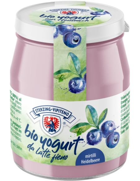 JOGURT BORÓWKOWY Z MLEKA SIENNEGO BEZGLUTENOWY BIO 150 g (SŁOIK) - STERZING-VIPITENO