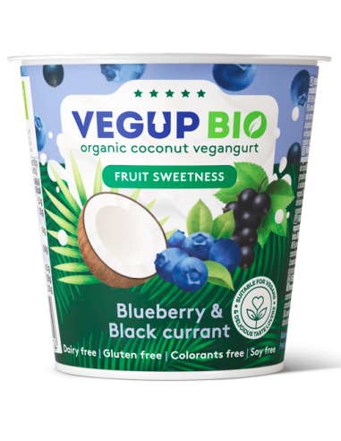 DESER KOKOSOWY JAGODA - CZARNA PORZECZKA BEZGLUTENOWY VEGANGURT BIO 140 g - VEGUP BIO