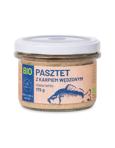 PASZTET Z KARPIEM WĘDZONYM BIO 175 g (SŁOIK) - GOSPODARSTWO RYBACKIE ZAWÓLCZE