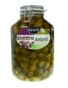 OLIWKI ZIELONE NADZIEWANE MIGDAŁAMI Z ZIOŁAMI W OLEJU BIO 4,75 kg (SŁOIK) - BIO-VERDE