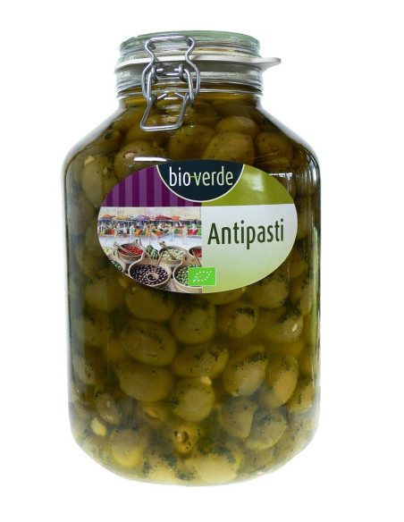 OLIWKI ZIELONE NADZIEWANE MIGDAŁAMI Z ZIOŁAMI W OLEJU BIO 4,75 kg (SŁOIK) - BIO-VERDE