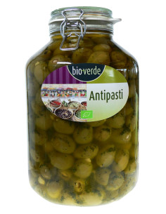 OLIWKI ZIELONE NADZIEWANE CZOSNKIEM BIO 4,75 kg (SŁOIK) - BIO-VERDE