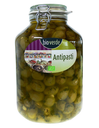OLIWKI ZIELONE NADZIEWANE CZOSNKIEM BIO 4,75 kg (SŁOIK) - BIO-VERDE